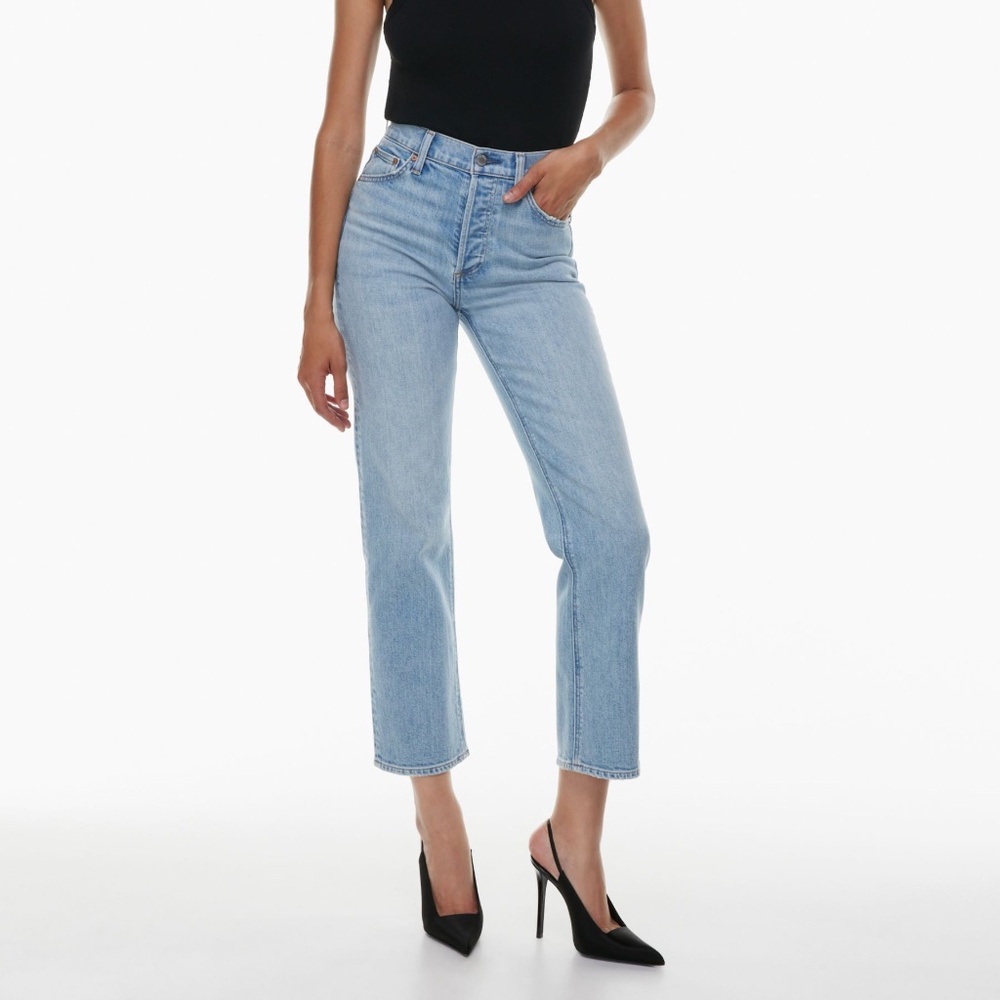 Aritzia Denim Forum The Arlo High Rise Straight 28L Blue Jeans